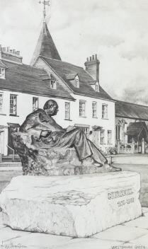 Oscar Nemon (1906-1985) - A maquette for - “Married Love’’, depicting Sir Winston Churchill and Clementine Churchill, plaster with a verdigris patination
